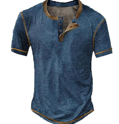 Men’s Henley T-Shirt – Soft Knit – Regular Fit – Short Sleeve Vintage Style