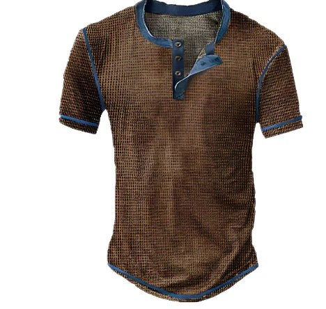 Men’s Henley T-Shirt – Soft Knit – Regular Fit – Short Sleeve Vintage Style
