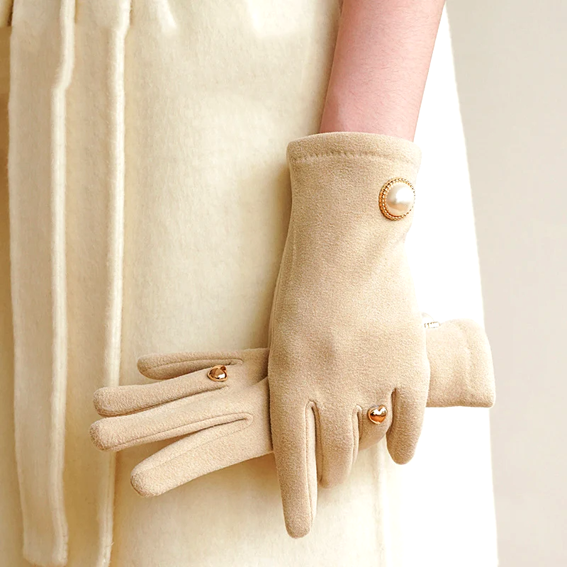 Amelia Fitted Gloves | Pearl Embellishment Wrist-Length Gloves