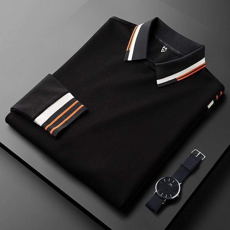 Men’s Sweatshirt – Slim Fit – Waffle Texture – Ribbed Collar – Striped Detail