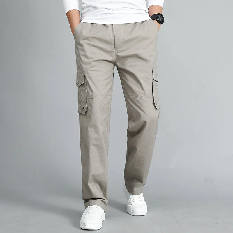 Men’s Cargo Pants – Relaxed Fit – Cotton Blend – Elastic Waist – Multiple Pockets