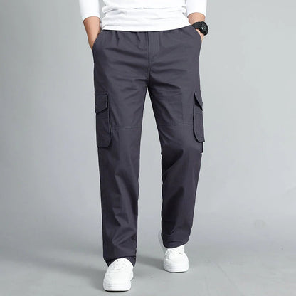 Men’s Cargo Pants – Relaxed Fit – Cotton Blend – Elastic Waist – Multiple Pockets