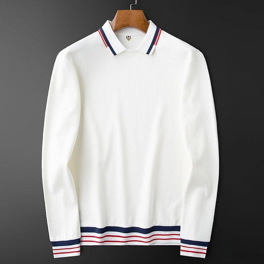 Men’s Sweatshirt – Slim Fit – Waffle Texture – Ribbed Collar – Striped Detail