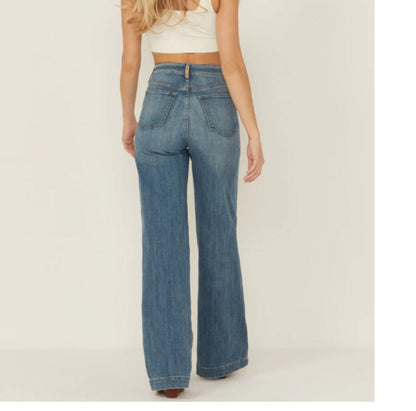 Women’s Wide-Leg Jeans – High Waist – Front Seam – Full Length – Relaxed Fit – Denim
