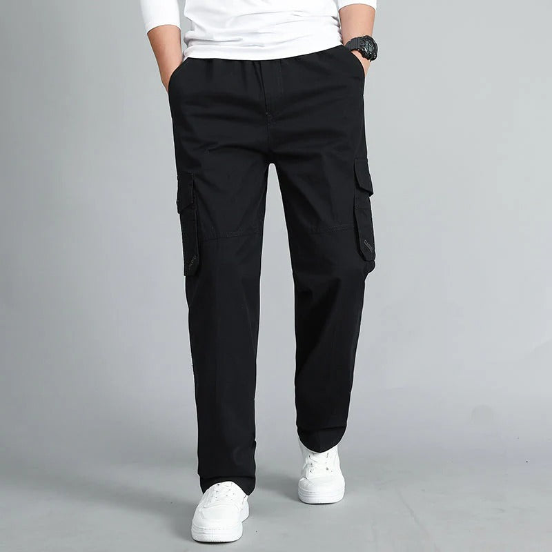 Men’s Cargo Pants – Relaxed Fit – Cotton Blend – Elastic Waist – Multiple Pockets
