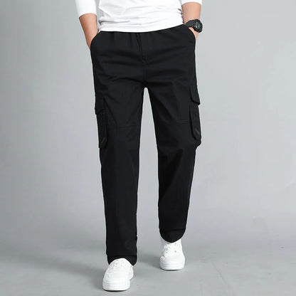 Men’s Cargo Pants – Relaxed Fit – Cotton Blend – Elastic Waist – Multiple Pockets