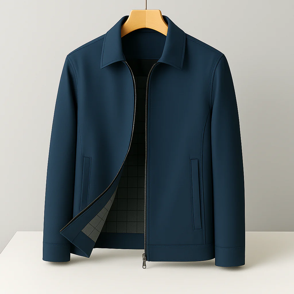 Men’s Blazer – Regular Fit – Lapel Collar – Full-Zip – Plaid Lined – Hip Length