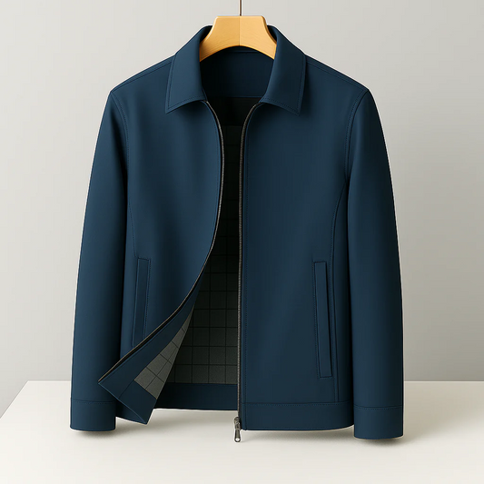 Men’s Blazer – Regular Fit – Lapel Collar – Full-Zip – Plaid Lined – Hip Length
