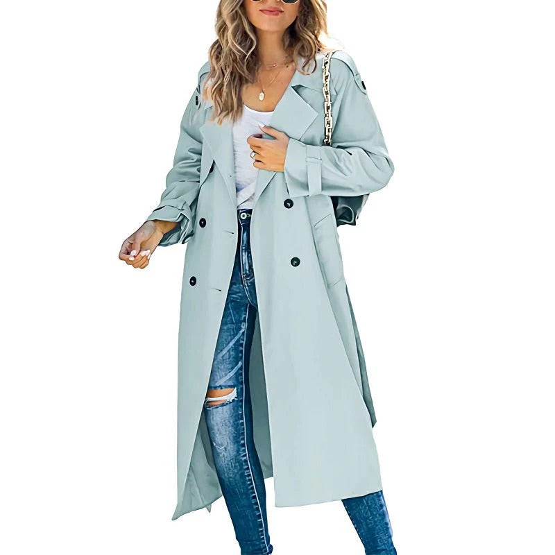 Women’s Trench Coat – Cotton Blend – Tailored Fit – Full Length – Double-Breasted Belted