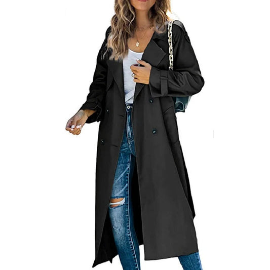 Women’s Trench Coat – Cotton Blend – Tailored Fit – Full Length – Double-Breasted Belted