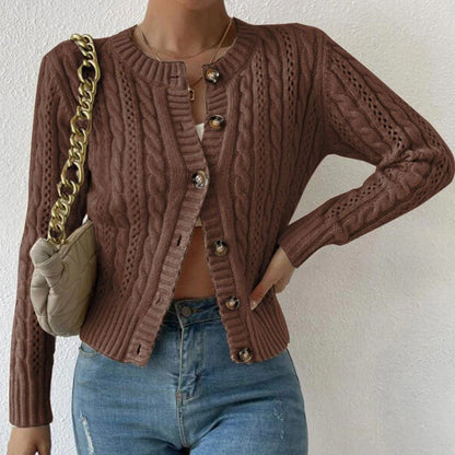 Women’s Cardigan – Fitted Cable Knit – Wool – Button Front – Long Sleeve