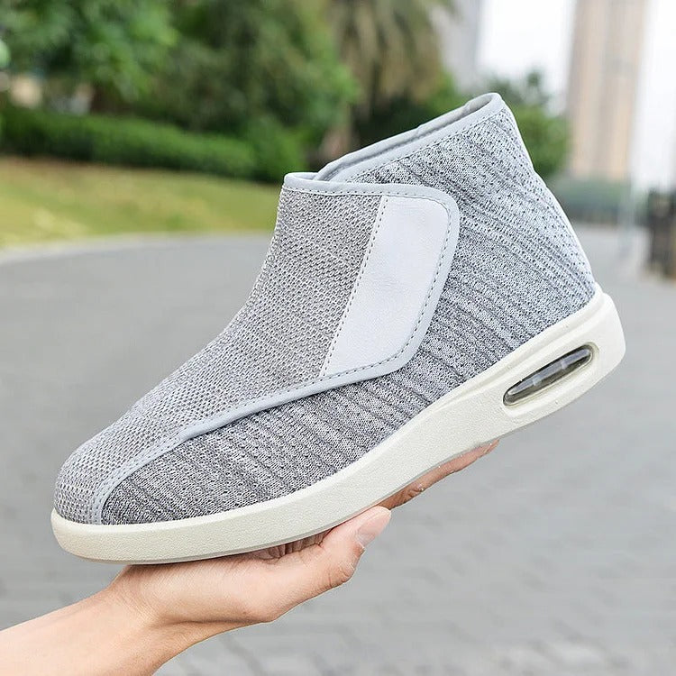Men's Casual Ankle High Top Slip-On Casual Shoe - Knit Mesh - Air Cushion Heel