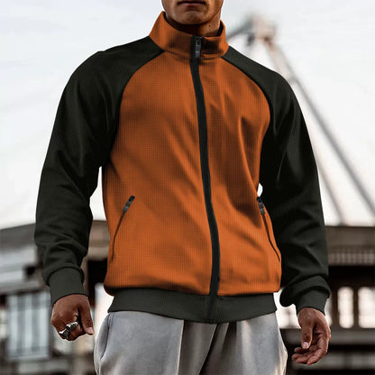 Men’s Jacket – Slim Fit – High Neck – Raglan Sleeve – Zip Closure – Stretch Woven
