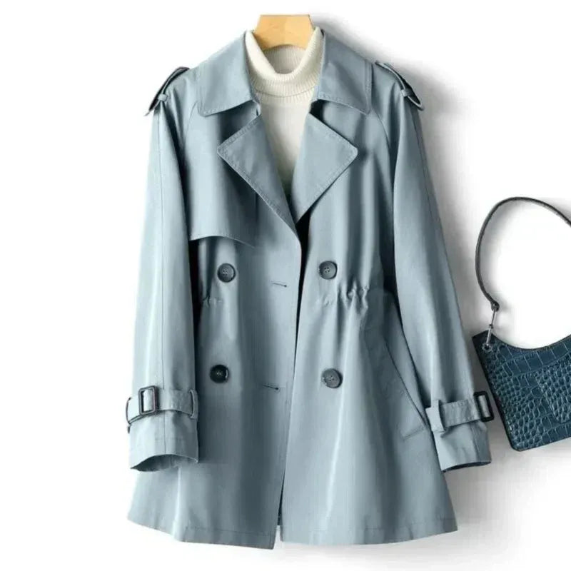 Women’s Trench Coat – Tailored Fit – Double-Breasted – Wide Lapels – Mid Length