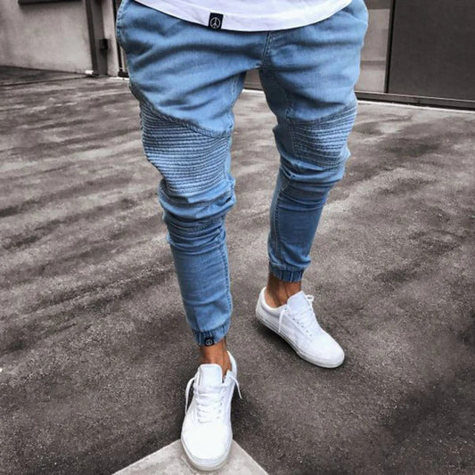 Men’s Jogging Pants – Slim Fit – Elastic Waistband – Ribbed Knees – Cuffed Ankles