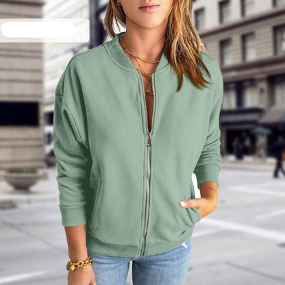 Women’s Jacket – Relaxed Fit – Zip Front – Ribbed Hem and Cuffs