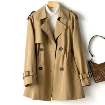 Women’s Trench Coat – Tailored Fit – Double-Breasted – Wide Lapels – Mid Length