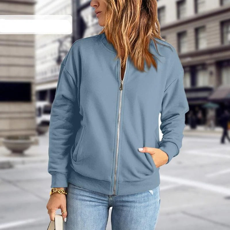 Women’s Jacket – Relaxed Fit – Zip Front – Ribbed Hem and Cuffs