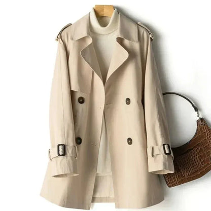 Women’s Trench Coat – Tailored Fit – Double-Breasted – Wide Lapels – Mid Length