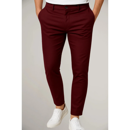 Men’s Tailored Trousers – Modern Fit – Flat Front – Cotton Blend – Ankle Length Formal Wear