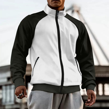 Men’s Jacket – Slim Fit – High Neck – Raglan Sleeve – Zip Closure – Stretch Woven