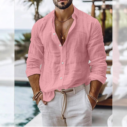 Men’s Long Sleeve Shirt – Slim Fit – Cotton Blend – Button-Up Casual Style