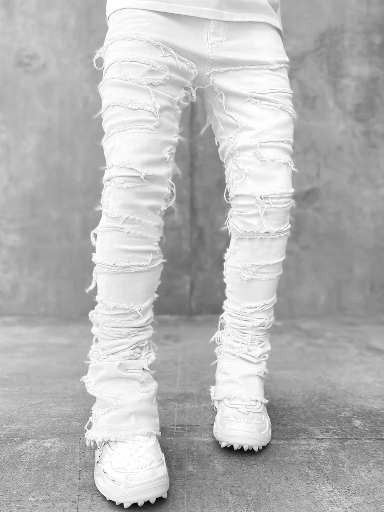 Men’s Slim Fit Jeans – Distressed Denim – Tapered Leg – Urban Street Style