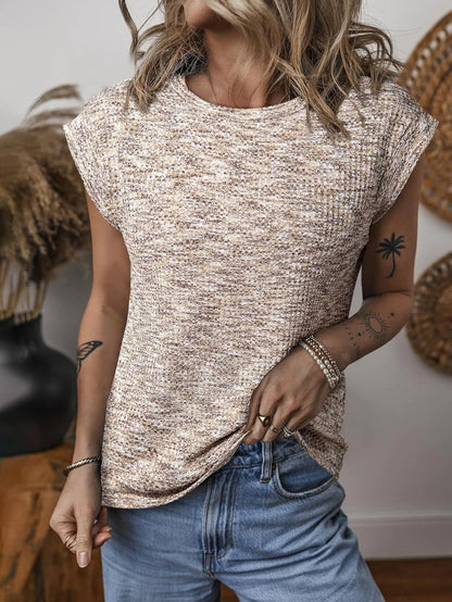 Women's Top - Textured Knit - Relaxed Fit - Round Neck - Space-Dyed Pattern