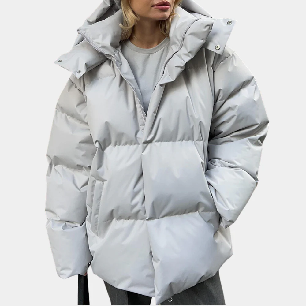 Bianca Oversized Quilted Puffer Jacket | Hooded Hip-Length Jacket
