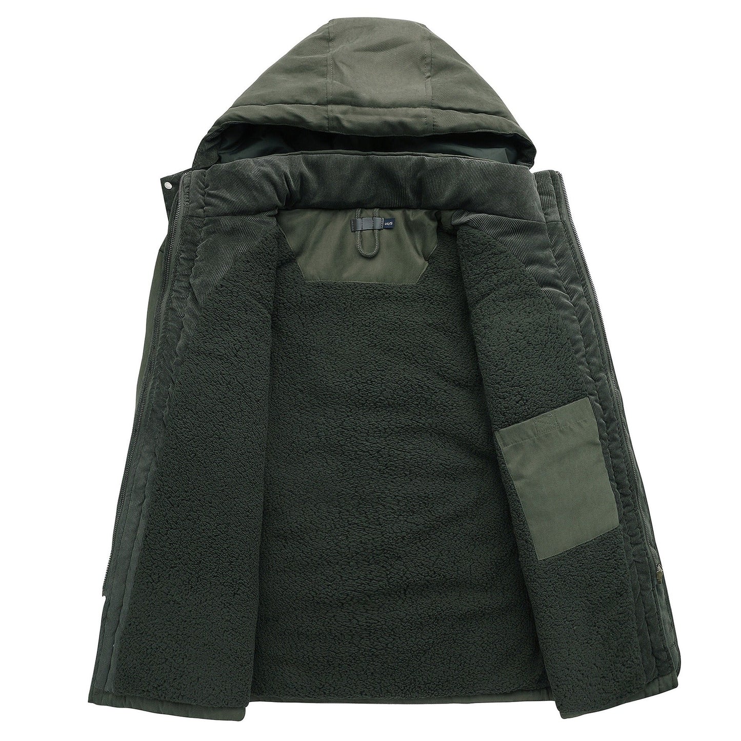 Oscar Corduroy Trim Relaxed Fit Jacket | Hooded Thigh-Length Jacket