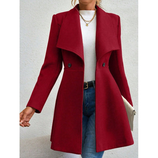 Women’s Wool Coat – Slim Fit – Long Length – Double Breasted – Notched Lapel
