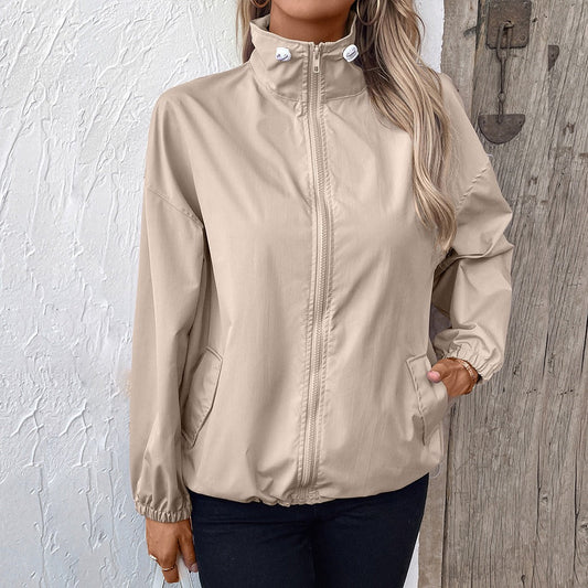 Women’s Jacket – Relaxed Fit – Windproof Water-Resistant – Zipper Front with Pockets