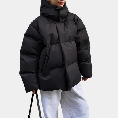 Bianca Oversized Quilted Puffer Jacket | Hooded Hip-Length Jacket