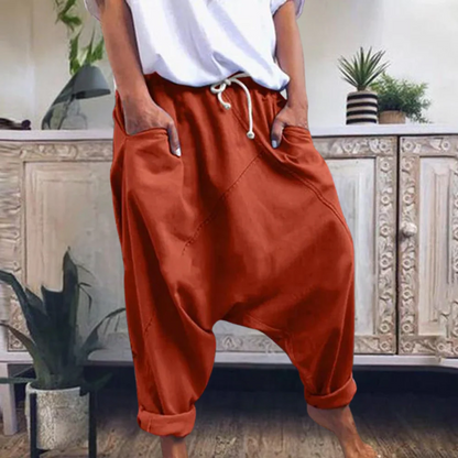Men’s Harem Pants – Cotton Blend – Relaxed Fit – Drawstring Waist – Tapered Leg