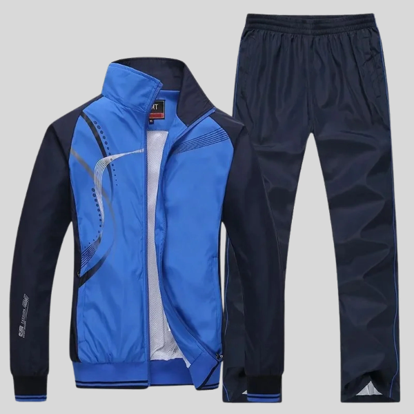 Men’s Tracksuit Set – Relaxed Fit – Breathable Fabric – Zip Jacket with Drawstring Pants