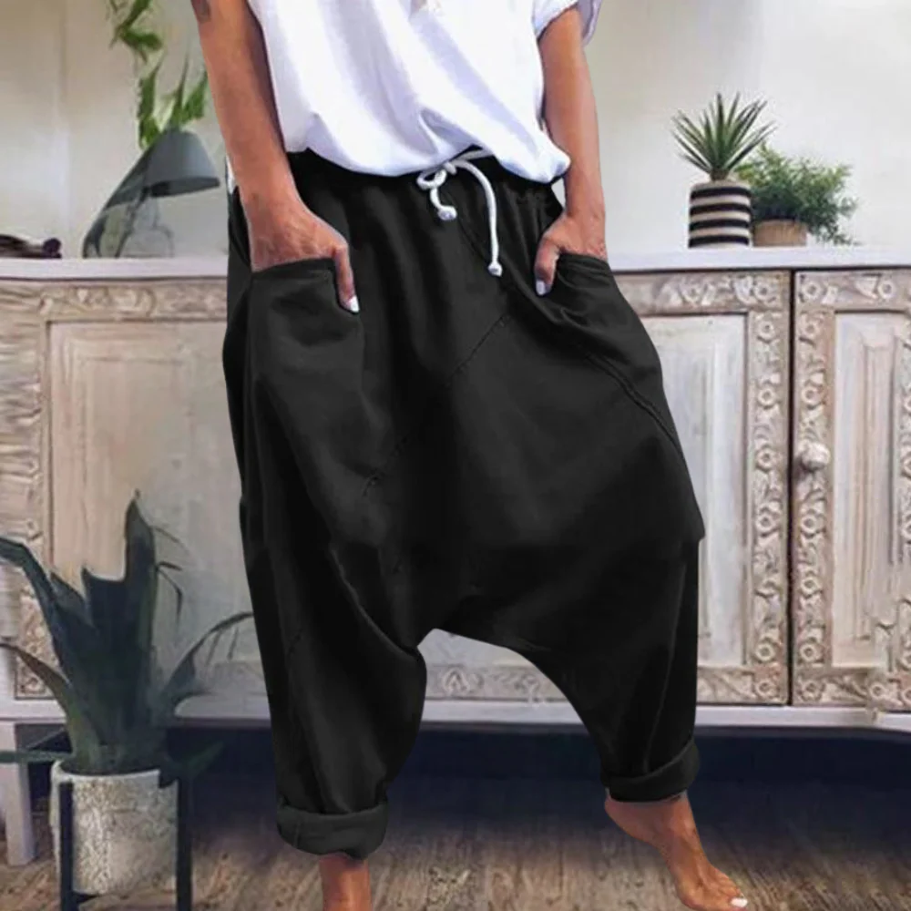 Men’s Harem Pants – Cotton Blend – Relaxed Fit – Drawstring Waist – Tapered Leg