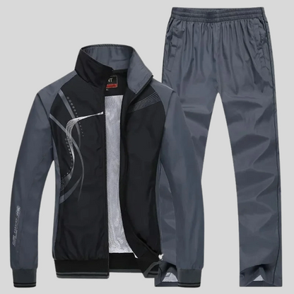 Men’s Tracksuit Set – Relaxed Fit – Breathable Fabric – Zip Jacket with Drawstring Pants