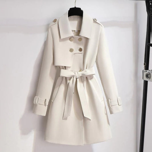 Women’s Trench Coat – Tailored Fit – Double-Breasted – Belted Waist – Cotton Blend