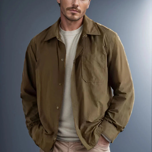 Men’s Collared Jacket – Relaxed Fit – Lightweight Fabric – Long Sleeve – Casual Wear