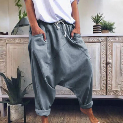 Men’s Harem Pants – Cotton Blend – Relaxed Fit – Drawstring Waist – Tapered Leg
