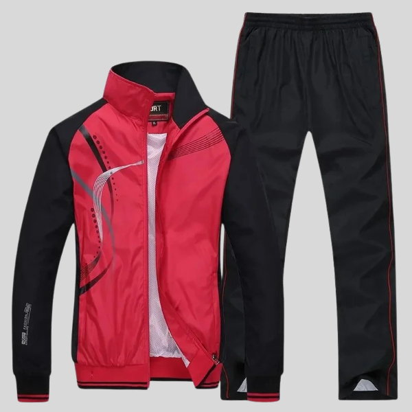Men’s Tracksuit Set – Relaxed Fit – Breathable Fabric – Zip Jacket with Drawstring Pants