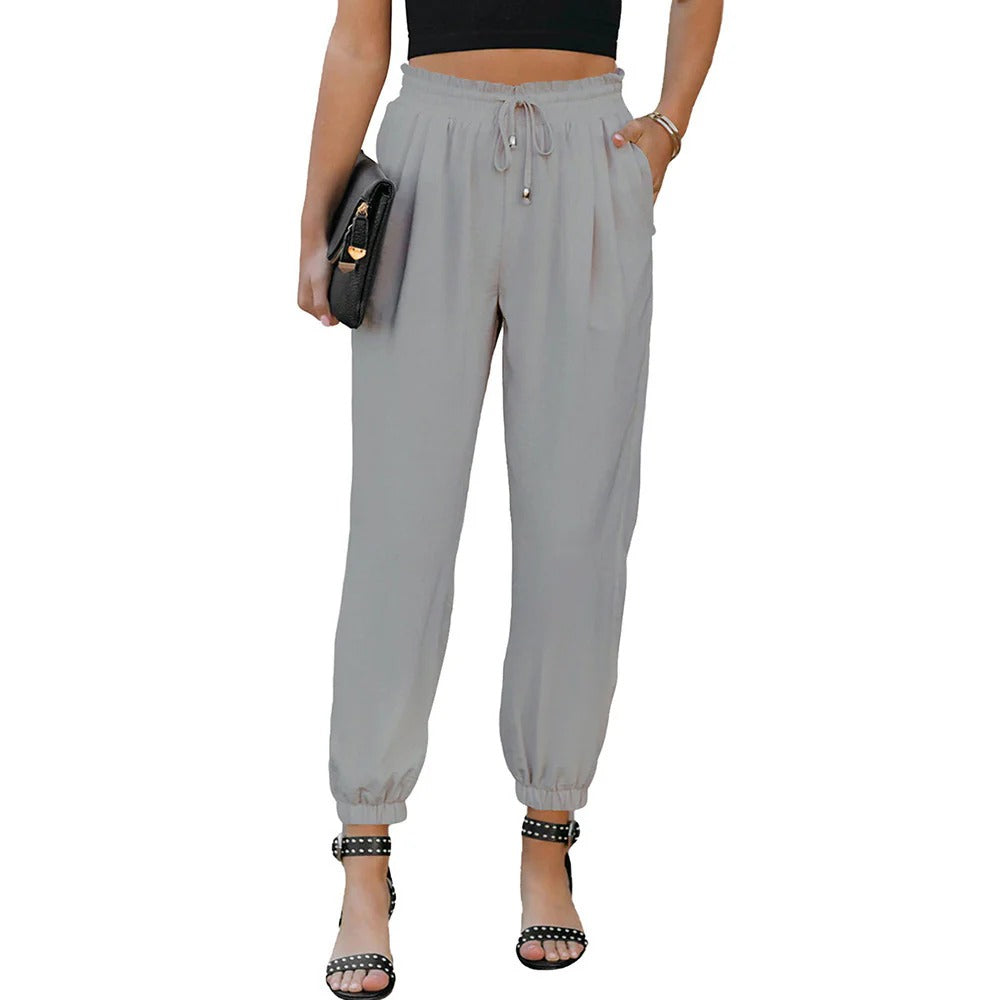 Women’s Casual Pants - Woven - Relaxed Fit - Elastic Waistband