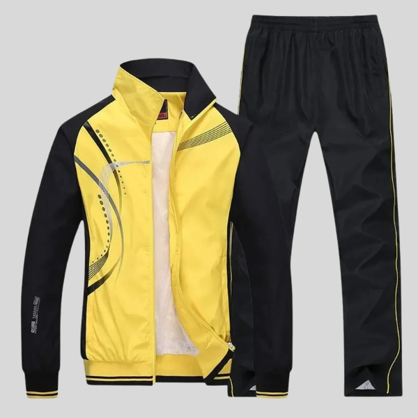 Men’s Tracksuit Set – Relaxed Fit – Breathable Fabric – Zip Jacket with Drawstring Pants
