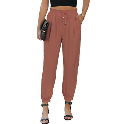 Women’s Casual Pants - Woven - Relaxed Fit - Elastic Waistband