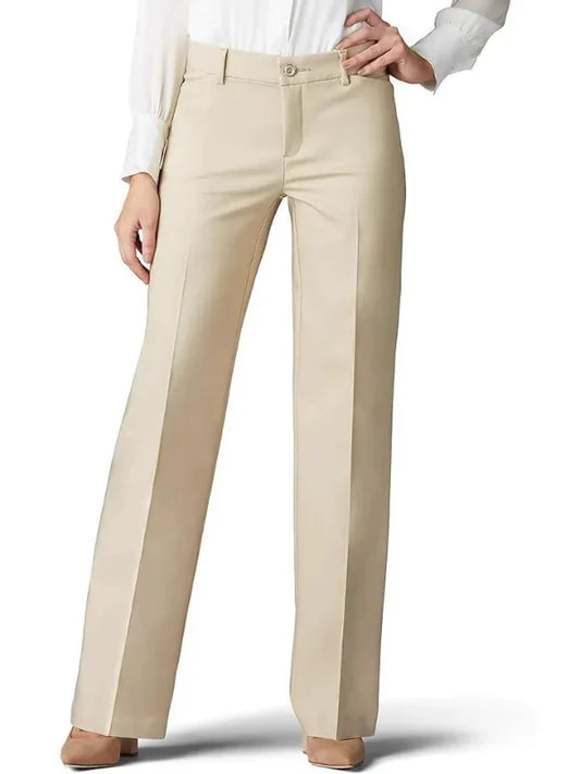 Women’s Flared Pants – High Waist – Tailored Fit – Cotton Stretch – Full Length