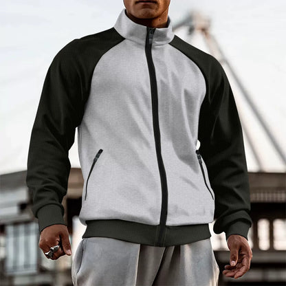 Men’s Jacket – Slim Fit – High Neck – Raglan Sleeve – Zip Closure – Stretch Woven