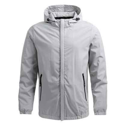 Men’s Hooded Jacket – Wind Resistant – Lightweight – Regular Fit – Zip Pockets