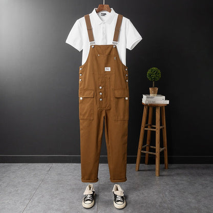 Men’s Dungarees – Relaxed Fit – Cotton Fabric – Adjustable Straps – Full Length