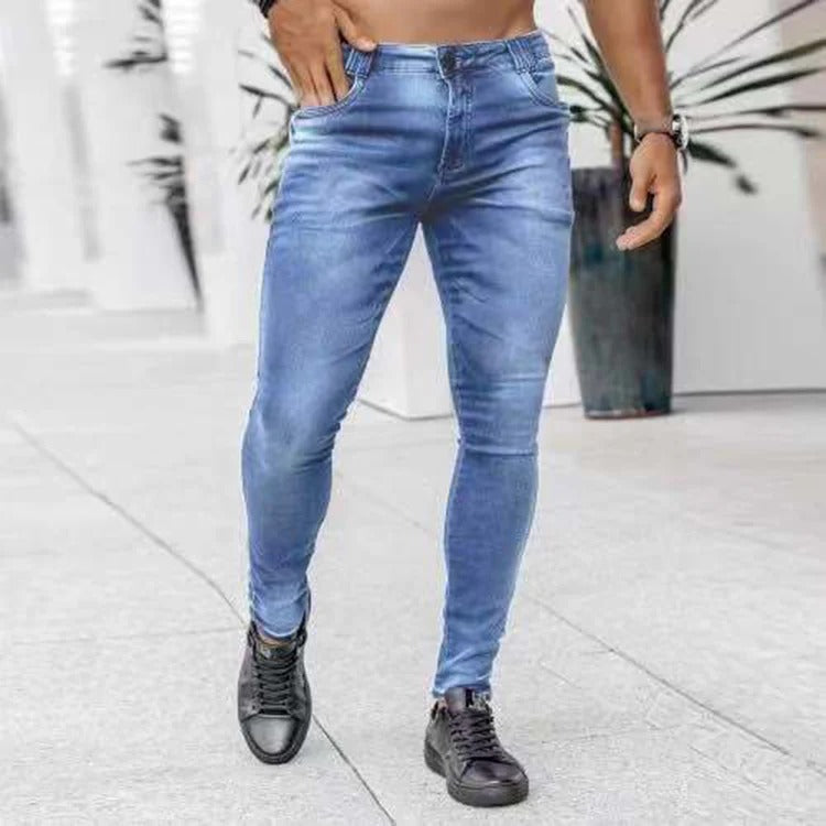 Men’s Denim Jeans – Slim Fit – Stretch Comfort – Full Length Casual Style