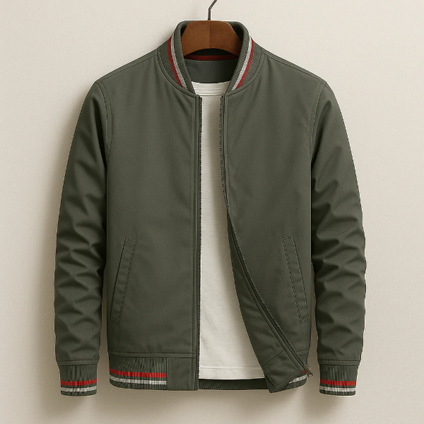 Men’s Bomber Jacket – Regular Fit – Zip-Up with Ribbed Trim and Pockets
